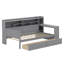 Lit de jour multifonctionnel en bois avec bureau d'étude - tablettes de rangement et 2 tiroirs de rangement-1783466247