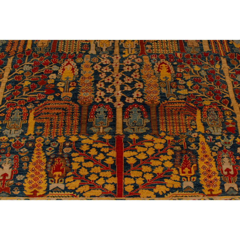 9x17 Blue and Red Turkish Traditional Runner