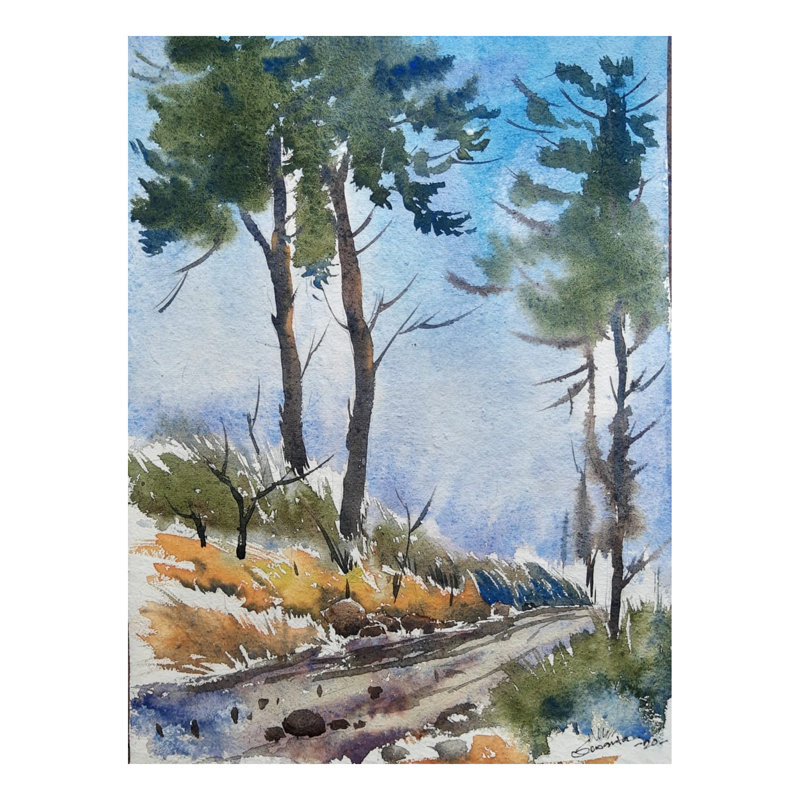 Sentier dans la vallée | Aquarelle sur papier | Par Susanta Mondal