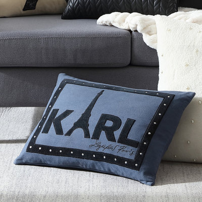 Karl Tower Appliqued Cotton Throw Pillow