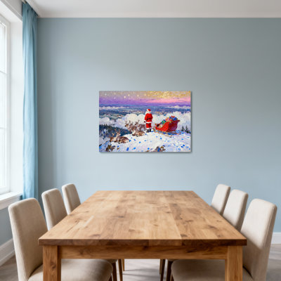 Christmas Santa Claus With Reindeer And Sleigh