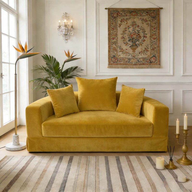 Convertible sofa couch bed,multi-functional,circular bed,adjustable Futon sofa, Yellow