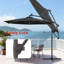 Parasol de terrasse solaire à DEL de 3 m (10 pi) avec réglage facile, toile teintée dans la masse, idéal pour le jardin et la piscine.-1607766503
