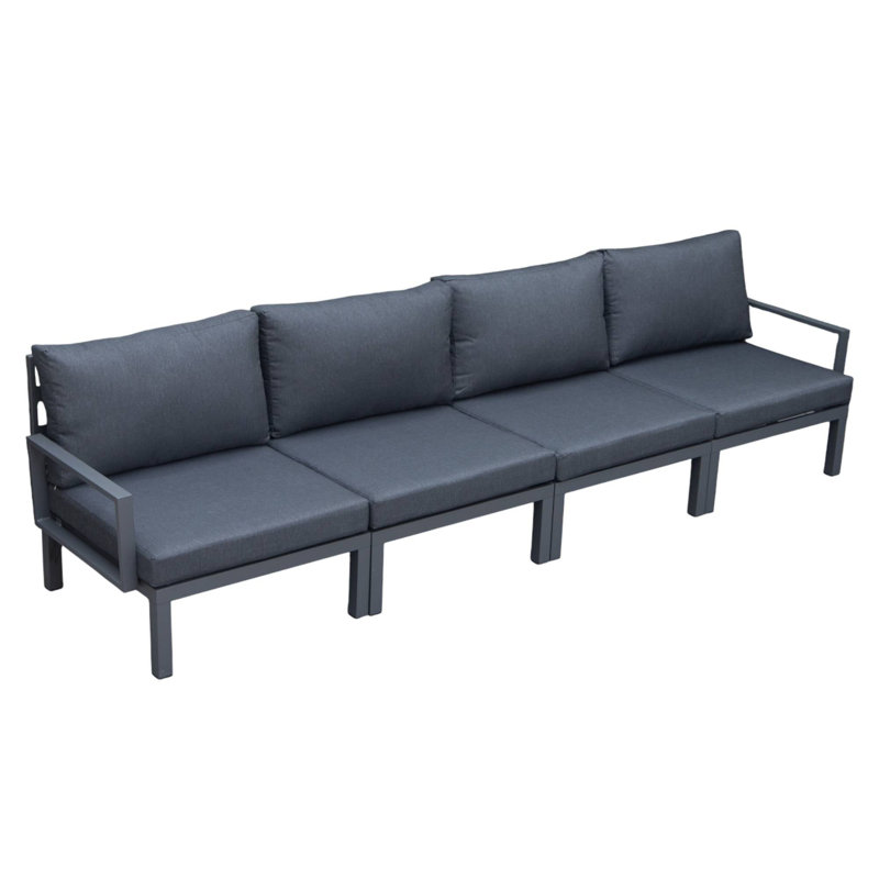 4-Piece Aluminum Patio Chairs With Cushions Aadon Collection, Black