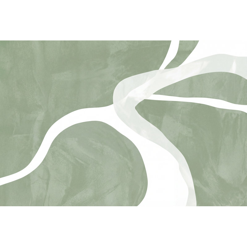 Papier peint sauge vert avec lignes courbes et plâtre texturé amovible, 140 po x 108 po, Texturé non collé