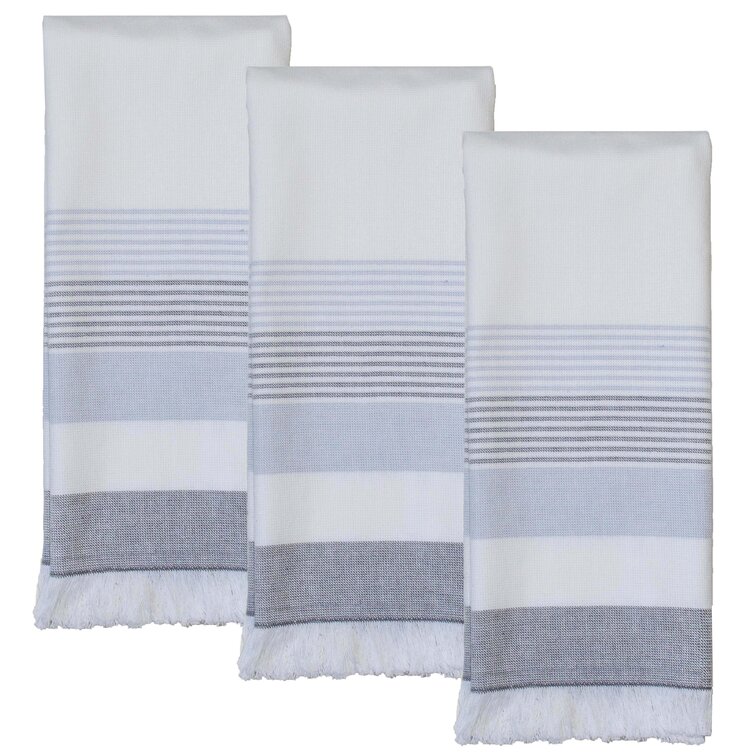 KitchenAid Hand Dish Towel Kitchen Cloth Set of 2 Grey White Floral 100%  Cotton