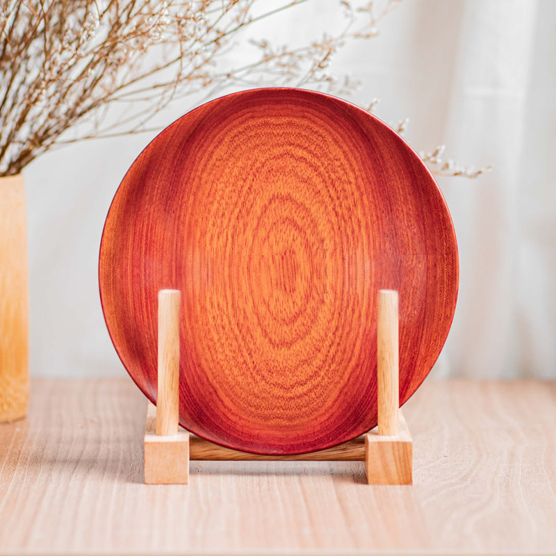 Assiette ronde classique en bois de camouflage épais - ensemble régulier de: 2