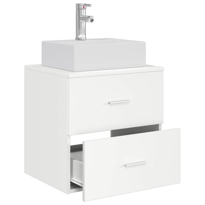 Single Bathroom Vanity with Ceramic Basin, White