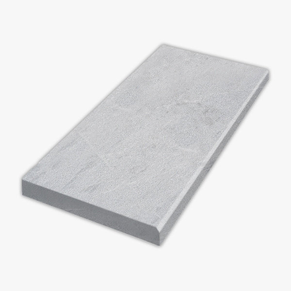 Solto White Grained Texture 12x24 Marble Extra Thick Modern Edge Coping