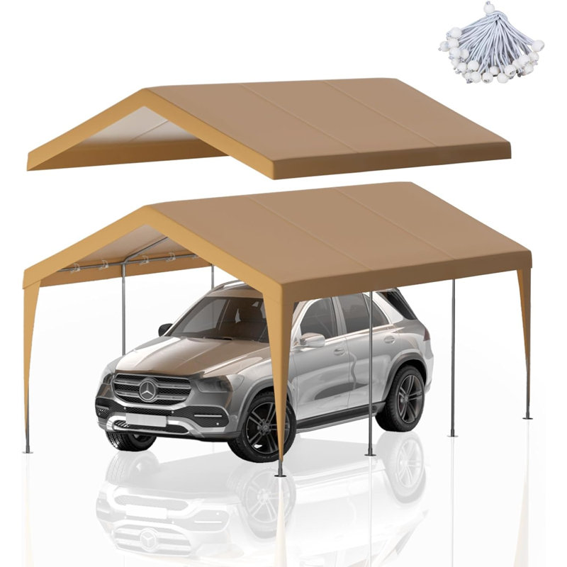 12 x 20 pi Abri d'auto pour auvent de remplacement pour tente de garage ou de fête - Comprend 46 cordes élastiques pour balle, jaune (cadre non inclus)