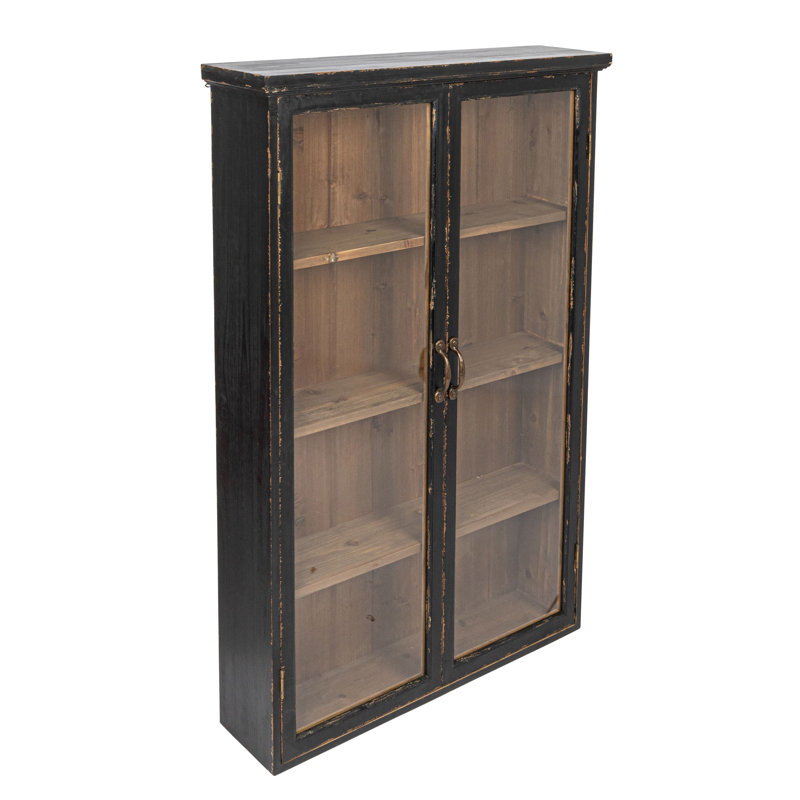 Harlow Wood and Glass Display Cabinet with 3 Shelves and 2 Doors