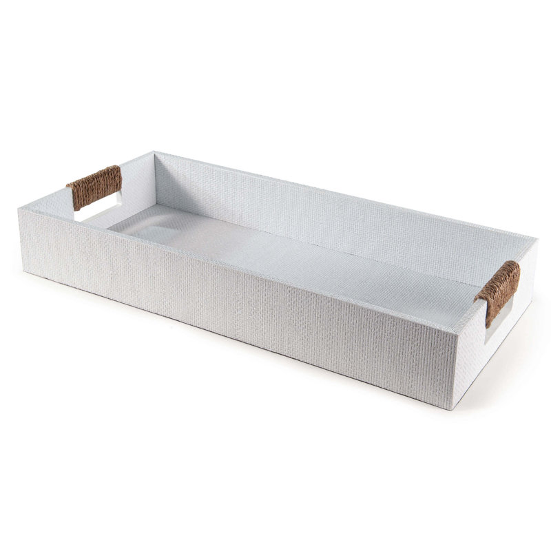 Logia Resin Decorative Tray, White, 3.5" H x 24" W x 11" L