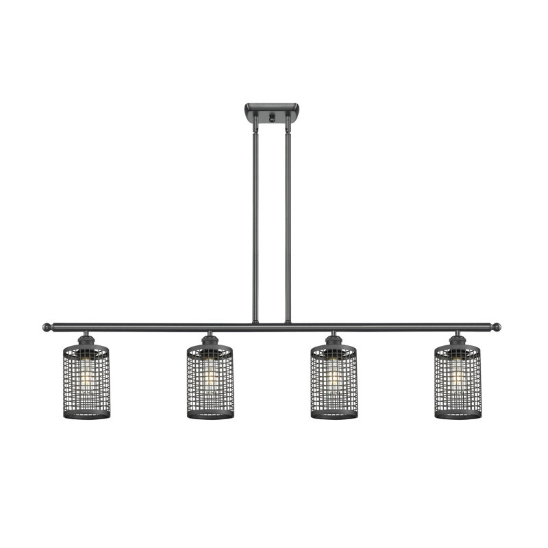 Luminaire suspendu cylindrique à 4 lumières Peraza, Noir mat