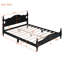 Cadre de lit plateforme en bois, lit plateforme de style rétro avec support en lattes de bois, noir-600326874