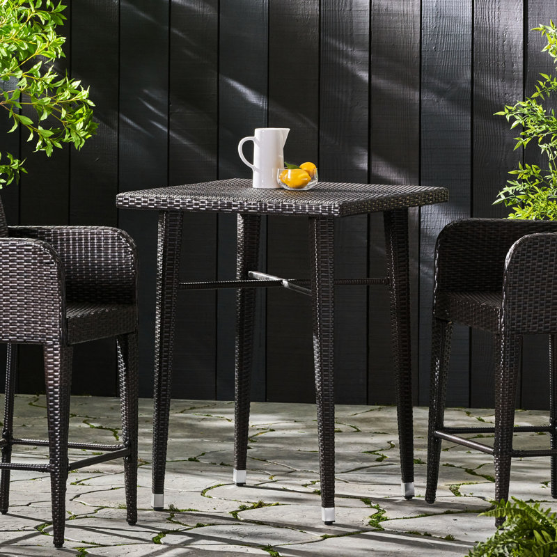 32" Square Bar Table - Elegant Backyard Furniture, All Weather And Iron, 41" H X 32.5" W D, Brown Multi Hued Outdoor & Simple Yet Classy,