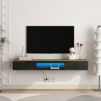 Wall Mounted TV For Tvs Up To 85'', Floating TV Stand With LED Lights & Power Outlet