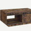 Table basse rustique en chêne avec porte de grange coulissante