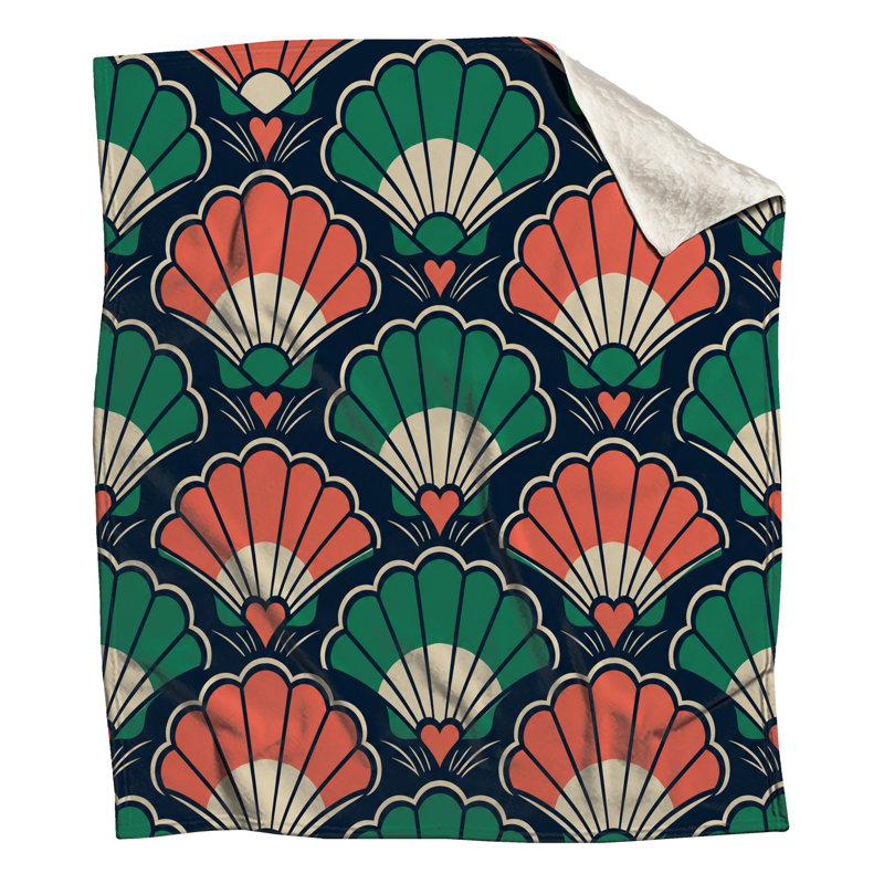 Art Deco Shell Motif Blankets, 60in W x 80in H