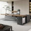 Bureau de direction rectangulaire en bois massif brun clair + acrylique-1597461205-1597461226