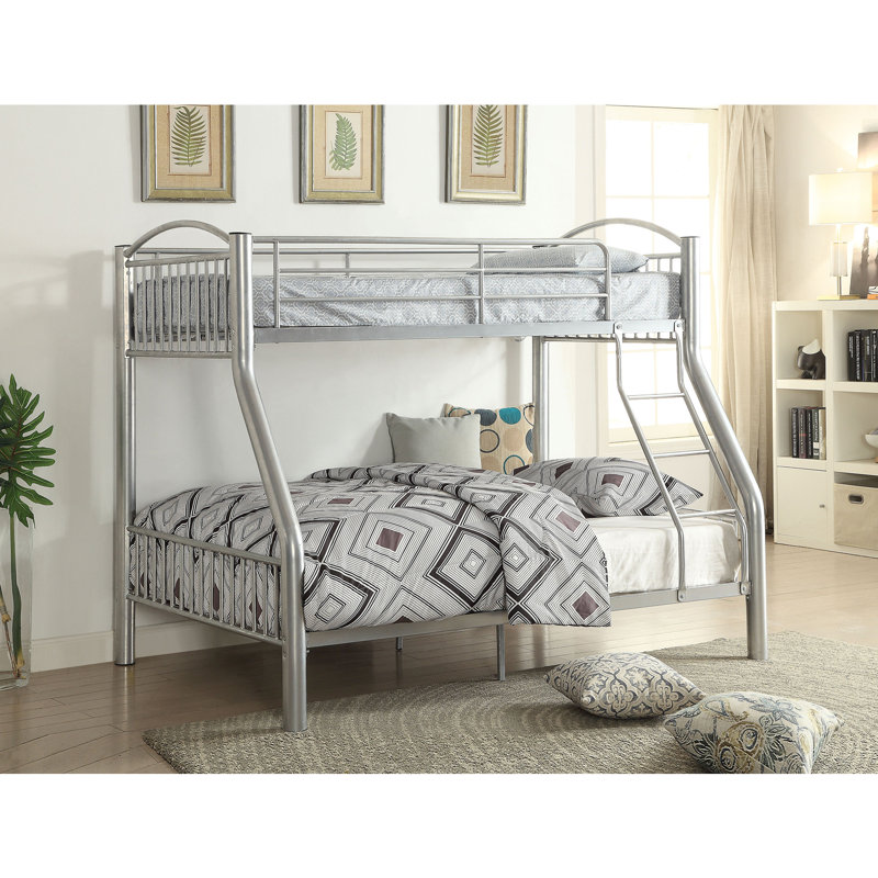 Henkel Kids Twin Over Full Bunk Bed, Silver, Twin Over Full
