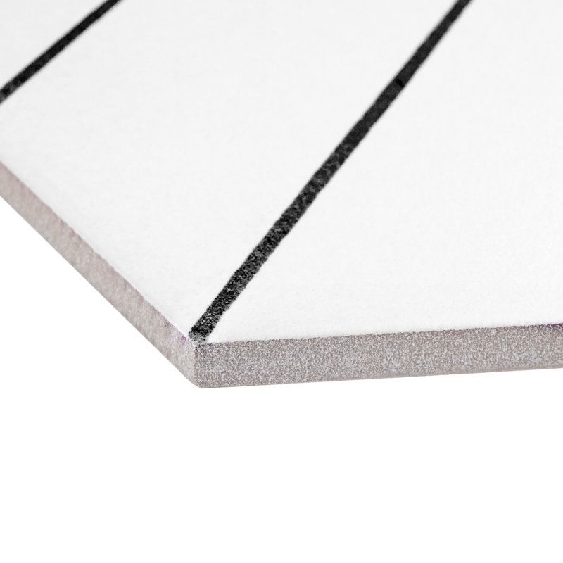 Portas Savona Hex 9" x 10" Porcelain Patterned Wall & Floor Tile, White/Charcoal