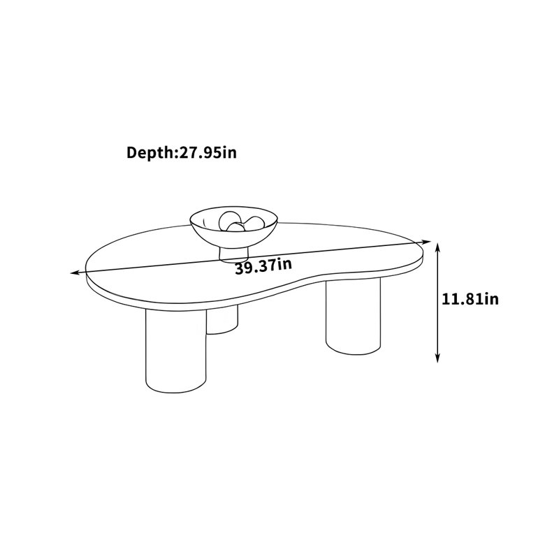 Coffee Table with Unique Modern Design, 11.81" H x 39.37" L x 27.95" W, Brown