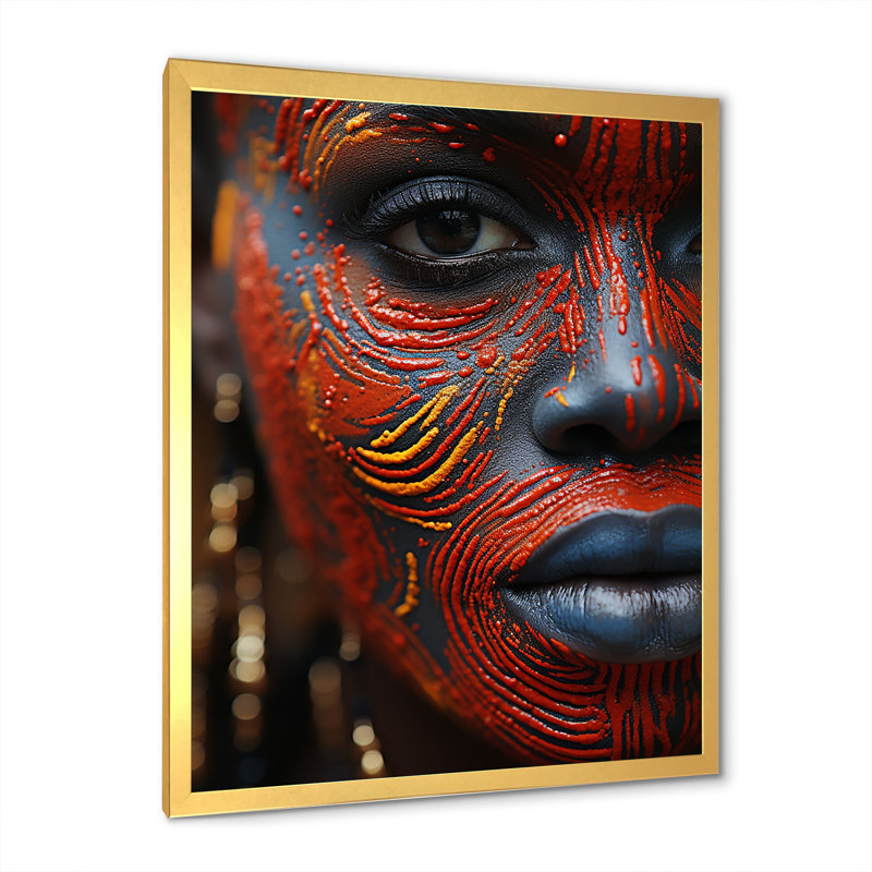 «African Masai Woman», impression sur toile, 40" H x 30" W, Silver Picture Framed