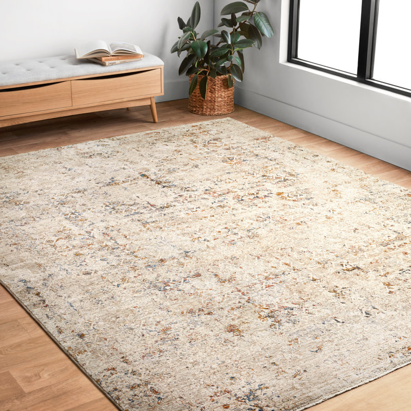 Tapis beige à motif géométrique Fuhrman, Rectangle 6 pi 7 po x 9 pi 6 po