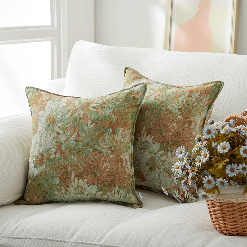 Waroni - Housse de coussin décoratif floral | Housses de coussin décoratif | 18 po x 18 po, carré | Pièce unique | Aucun insert d'oreiller
