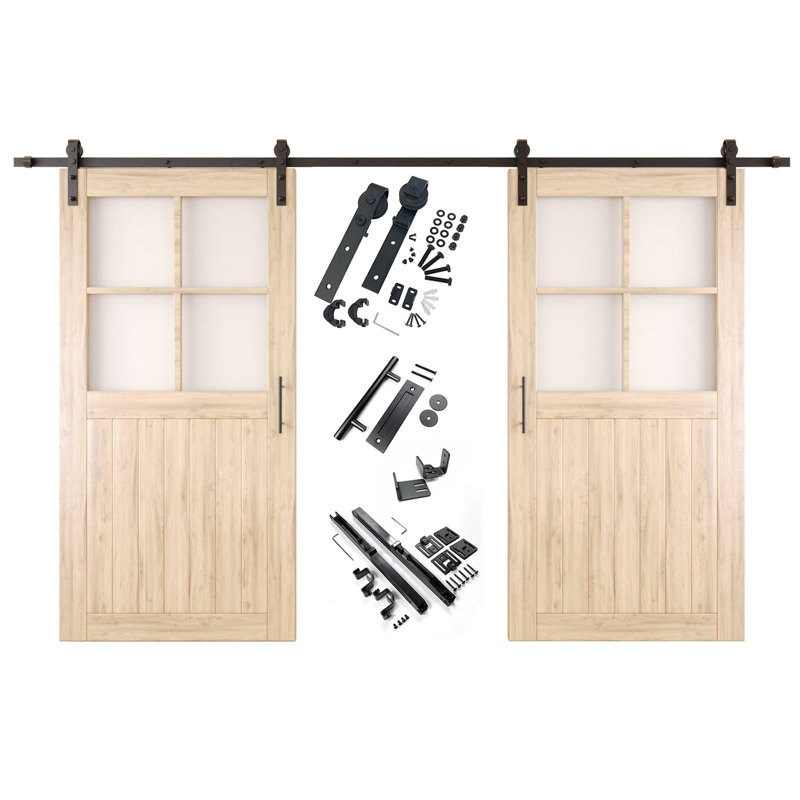 Portes de grange en verre givré non assemblées et non finies avec ensemble de quincaillerie d'installation sans dérivation de 32 po x 80 po Homacer