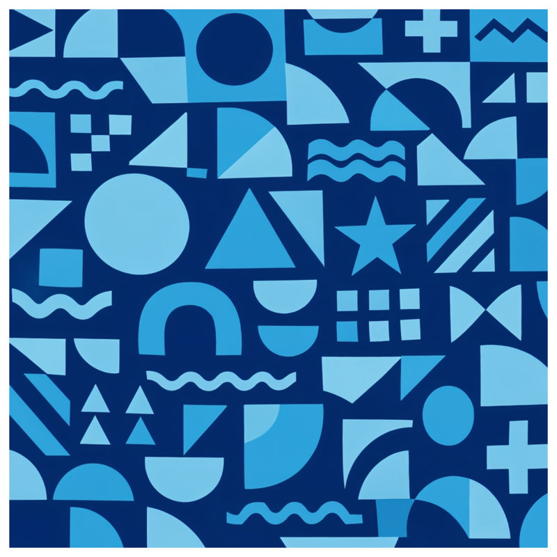 Coussins décoratifs à formes géométriques bleues, 18 x 18 pouces