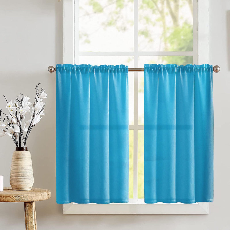 Rideau de café sur mesure l 27 po, Turquoise