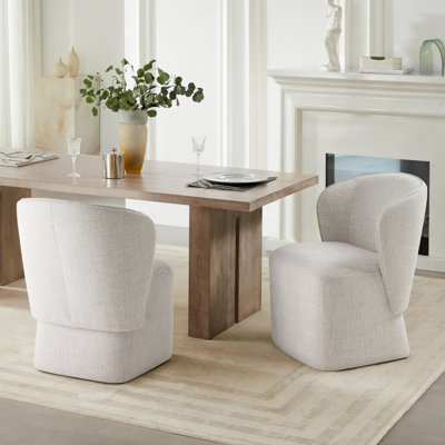 Niha Upholstered Dining Chair With Caster (Set of 2)