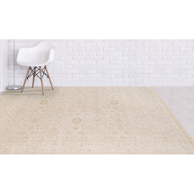 Ainsley Hand-Knotted Beige 2'x3' Rug, Rectangle 2' x 3'