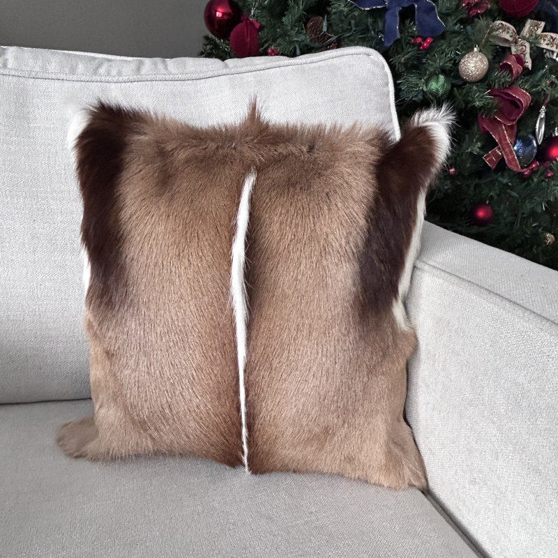 Real Springbok Leather Pillow Cover (17X17"), 17" x 17"