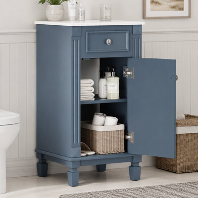 Meuble-lavabo de style français de 45,7 cm (18 pouces) avec porte à fermeture en douceur