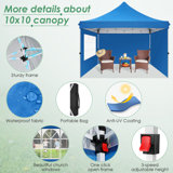10x10 Pop Up Canopy Tent with 3 Sidewalls