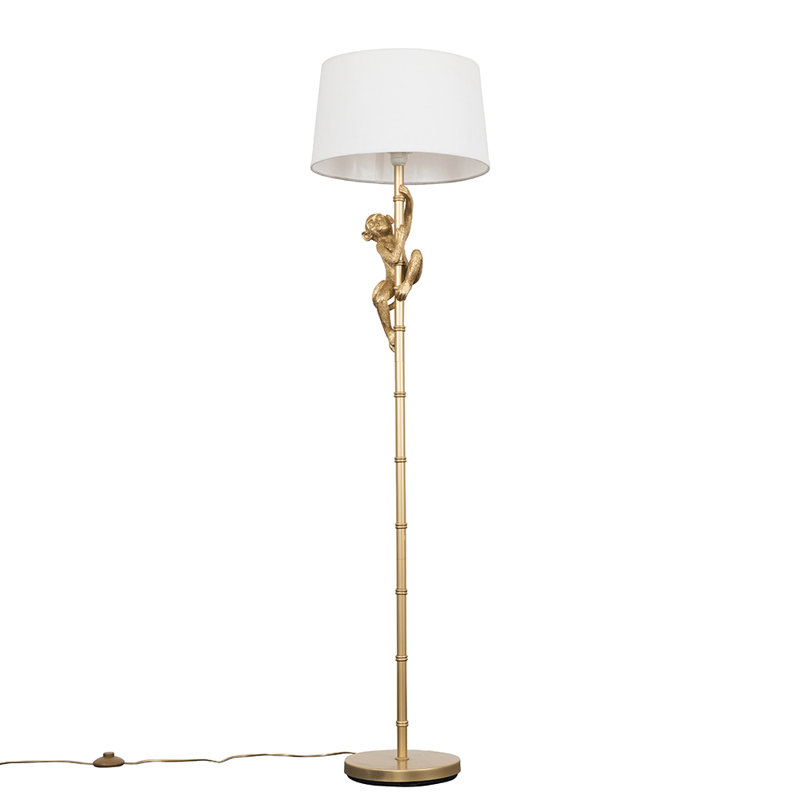 Meggan 150cm Traditional Floor Lamp, Gold, White, Yes