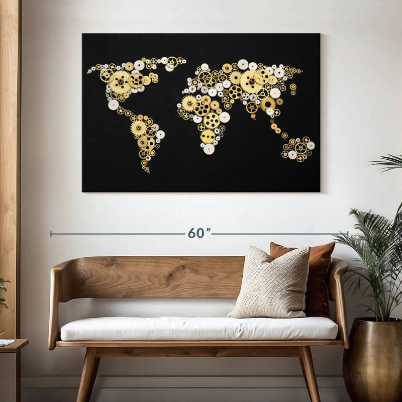 Carte du monde Aliaz Gear, H 32 po x l 48 po