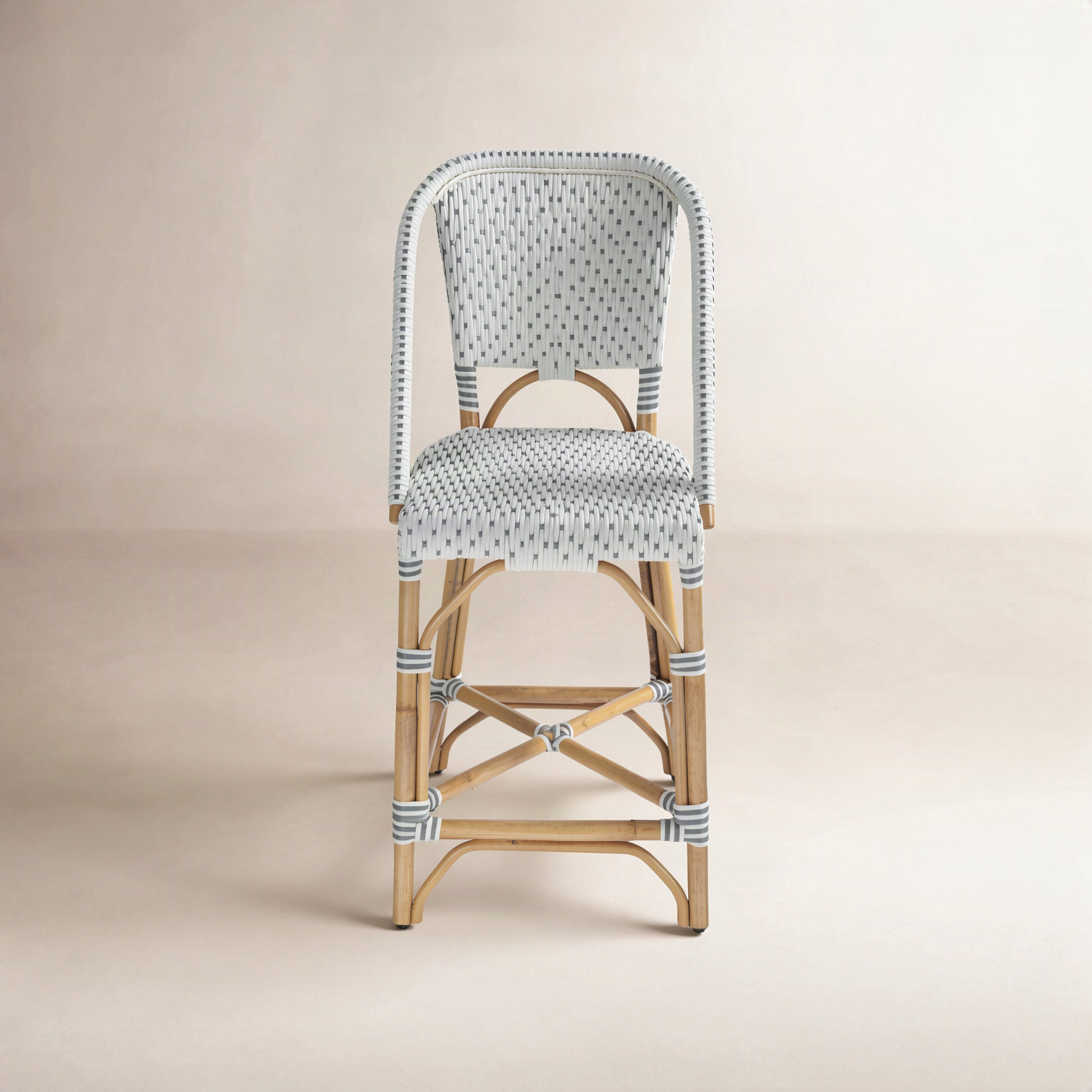 Ezekiel 25" Bar Stool, White/Gray Dot