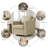Bronnen Big And Wide Upholstered Cream Faux Leather Cushion Swivel Armchair with Removable Back and Seat Cushion (Set of 2)-123474213