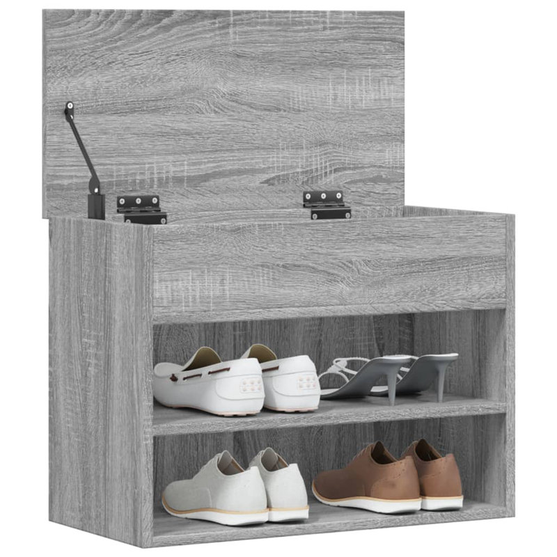 4 Pair Shoe Storage Bench, Grey Sonoma