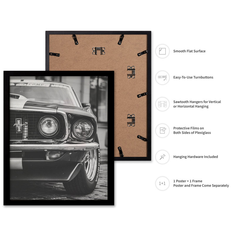 Classic Muscle Car, Black Framed, Poster, 16"H x 20"W