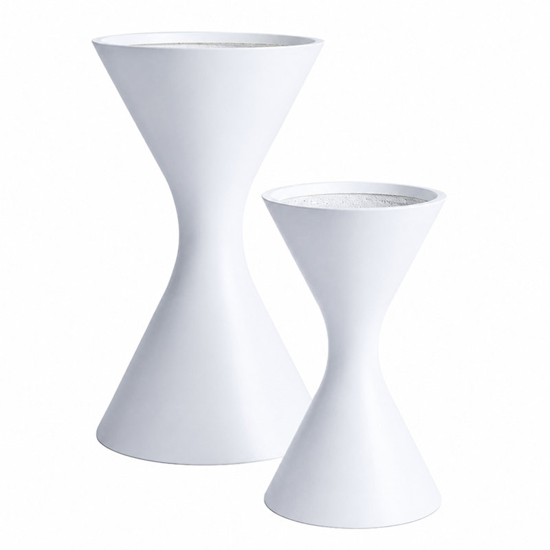 Spritz Fiberstone Hourglass Pot Planter - H24.5" - White, 24.5" H x 15" W x 15" D, White