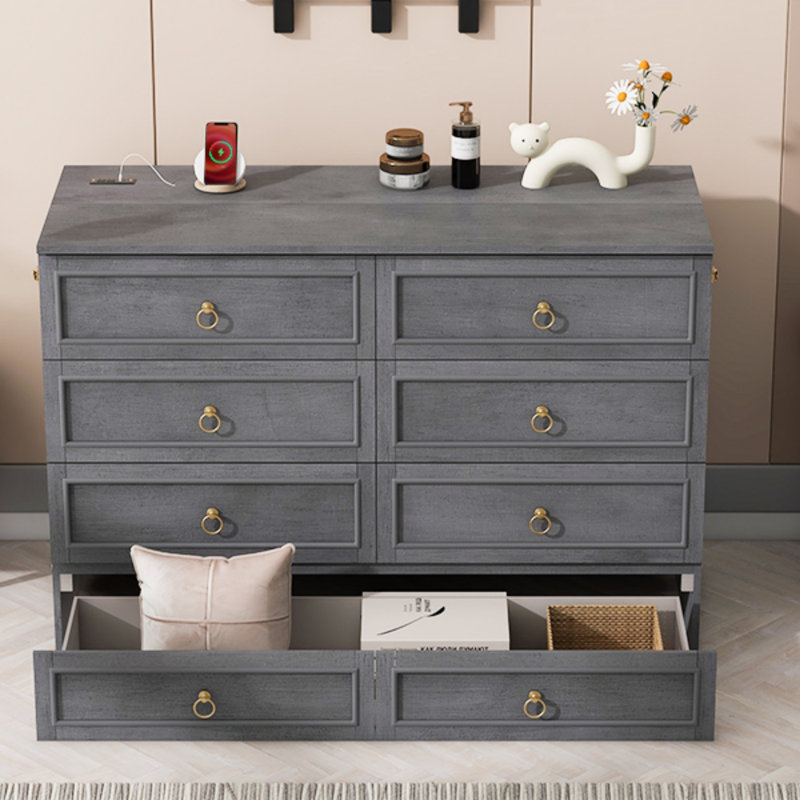 Grand lit escamotable avec grands tiroirs, Grey, Grand lit