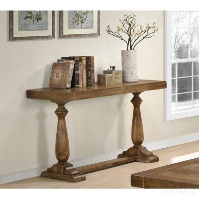 50" Transitional Wood Console Table In Driftwood, Solid Wood Table For Entryway And Living Room