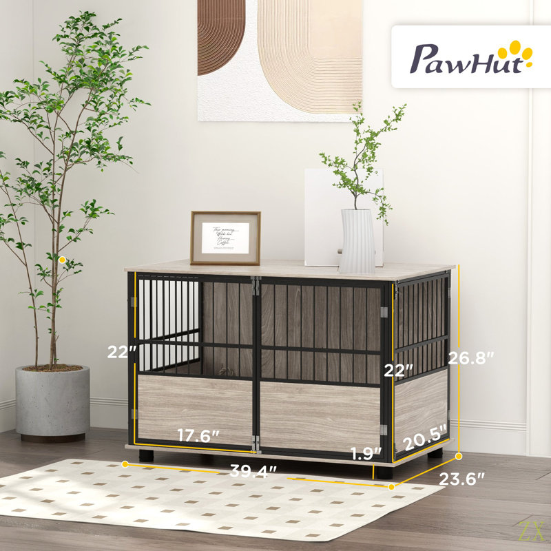 Table de bout pour chien avec cage pour chien de 39,5 po Pawhut