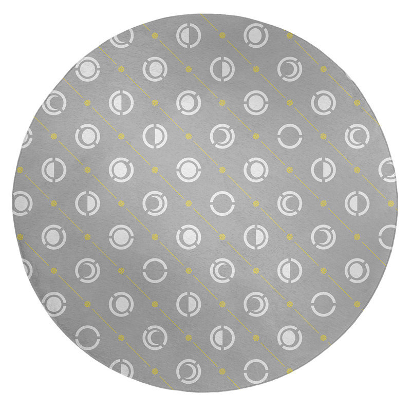 Chenille Geometric Indoor Rug, Round 5'