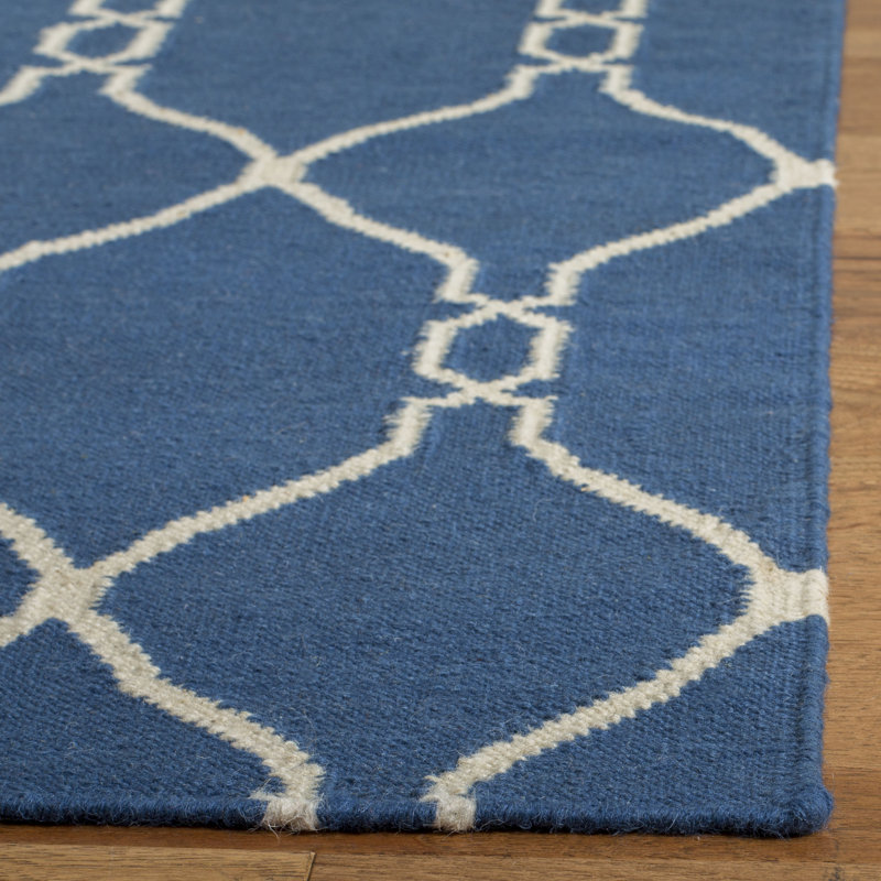 Tapis géométrique en laine tissé à la main Rodgers, Tapis de couloir 2 pi 6 po x 8 pi