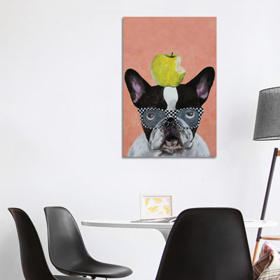 French Bulldog With Apple by Coco de Paris - 1 Piece Wrapped Canvas Wall Art